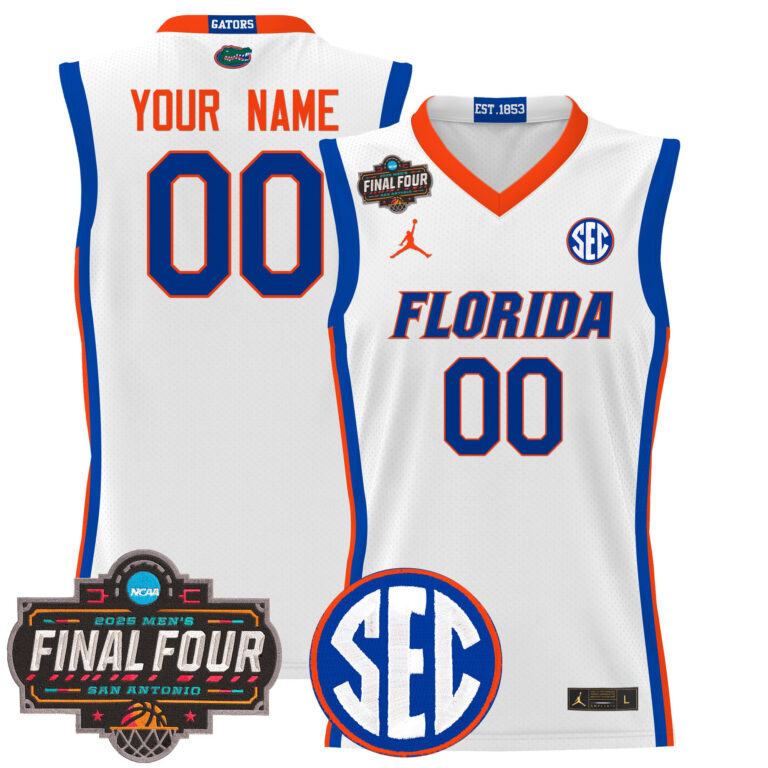 Men Florida Gators 2025 Final Four Patch NCAA white Custom Jersey